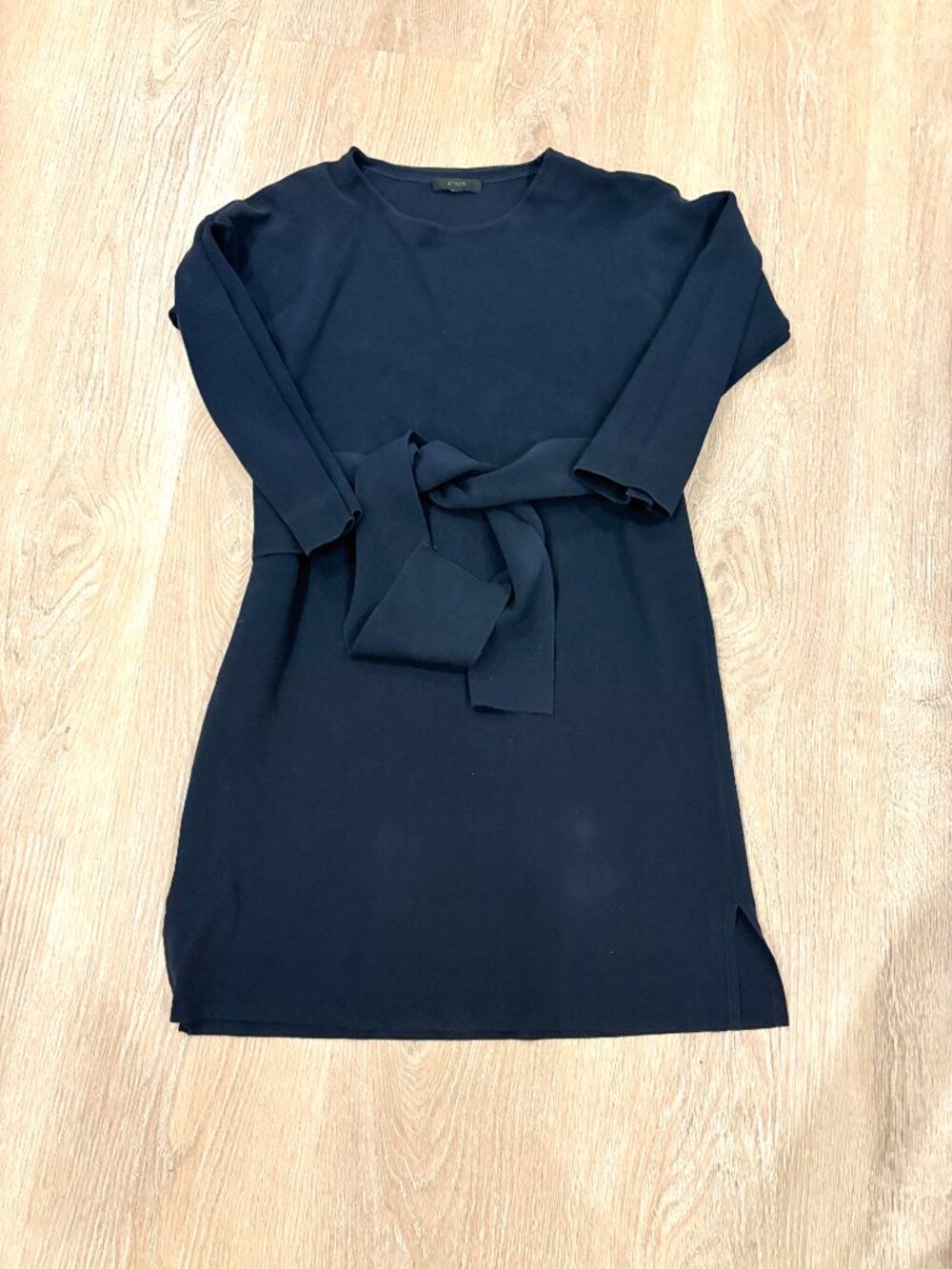 J.Crew Navy Tie Waist Sweater Dress Small Long Sleeve Knit Dress